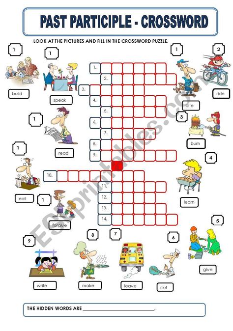 PAST PARTICIPLE - CROSSWORD - ESL worksheet by macomabi