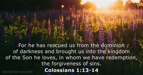 September 24, 2020 - Bible verse of the day - Colossians 1:13-14 - DailyVerses.net