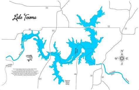 Wood Laser Cut Map of Lake Texoma Texas and Oklahoma