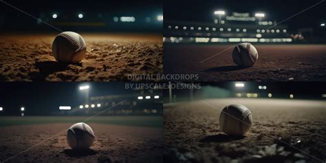 Night Baseball Field Backdrop, Set of 5, Sports Photography Background ...