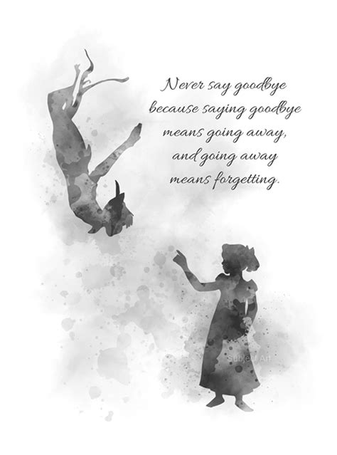 Peter Pan Quote ART PRINT Never Say Goodbye, Wendy, Inspirational ...