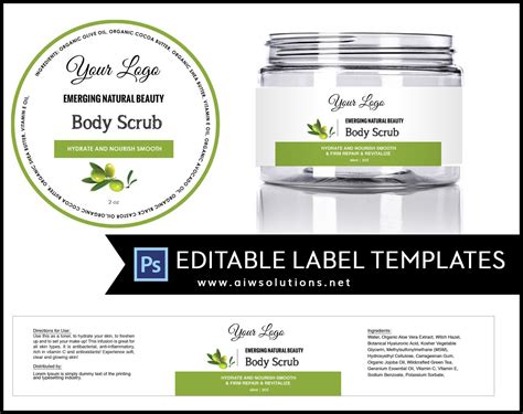 Label template ID16This is editable Photoshop template. You can use it for your Cosmetics label ...