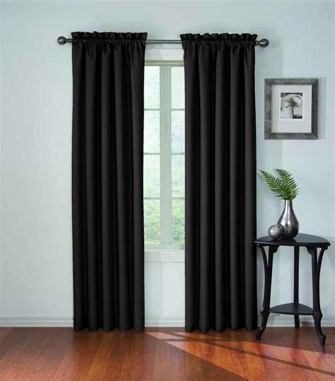 Eclipse Corinne Blackout Rod Pocket Single Window Curtain Panel, Black ...