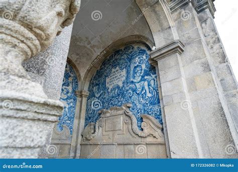 The Porto Se Cathedral Interior with Arches and Blue Tiles Editorial ...