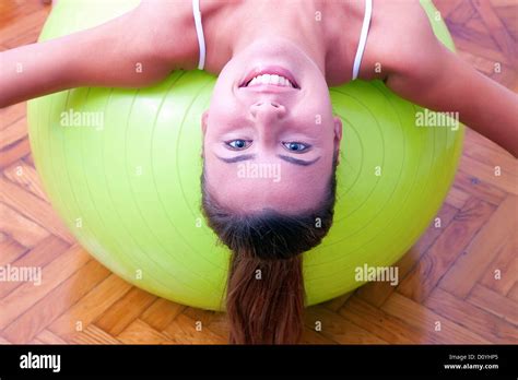 physiotherapy exercises with bobath ball fitball Stock Photo - Alamy