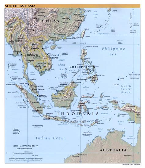 Large detailed political map of Southeast Asia with relief – 2000 | Vidiani.com | Maps of all ...