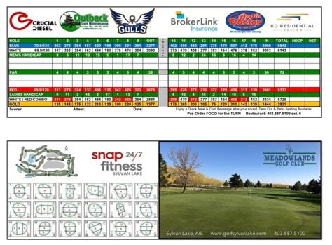 Scorecard - Meadowlands Golf Club at Sylvan Lake