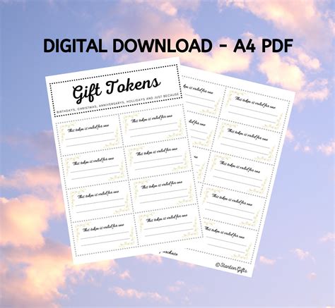 Gift Tokens Digital Download Printable Birthdays | Etsy