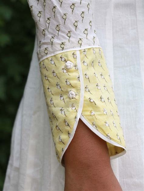 White Cotton Block Printed Boat Neck Kurta | Sleeves designs for dresses, Kurti neck designs ...