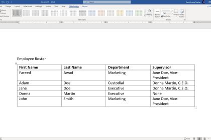 Format Tables in Word - Instructions - TeachUcomp, Inc.