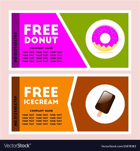 Free donut and icecream coupon Royalty Free Vector Image