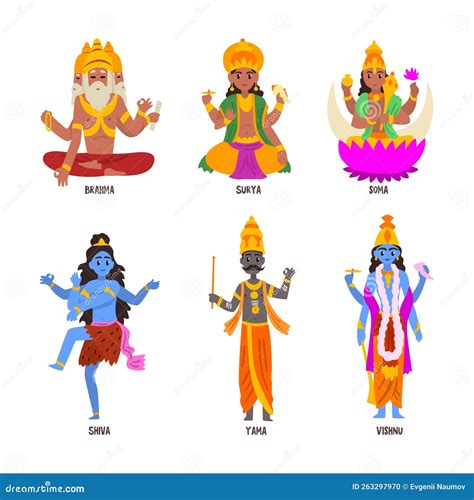 Ancient Indian Hindu Gods and Deity with Brahma, Surya, Soma, Shiva ...