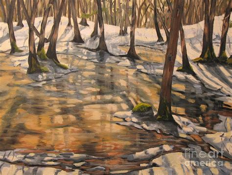 234 Frozen pond I - Version 2 Painting by Helene Martin