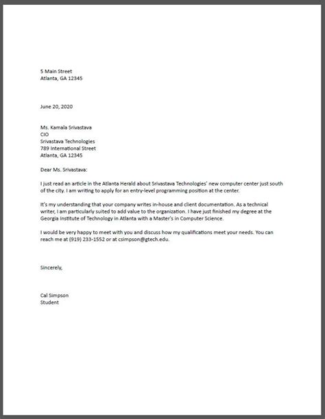 Sample Business Letter Format