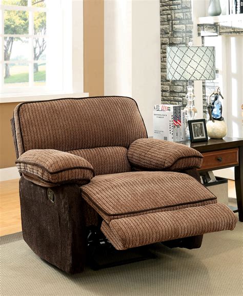 Furniture of America Two-Tone Brown Chenille Recliner