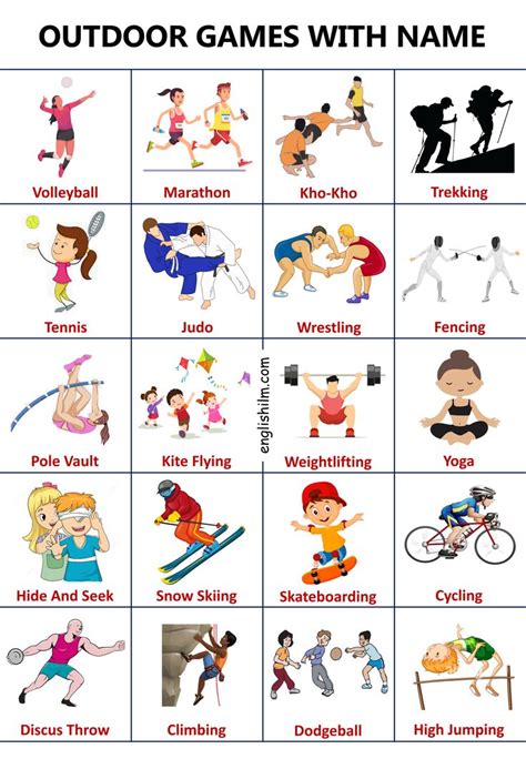 Outdoor Games Name In English With Images | Learning english for kids, English lessons for kids ...