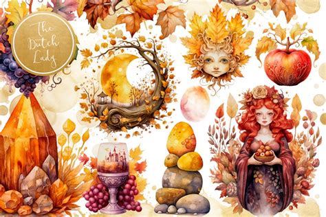 Mabon Autumn Equinox Clipart Set