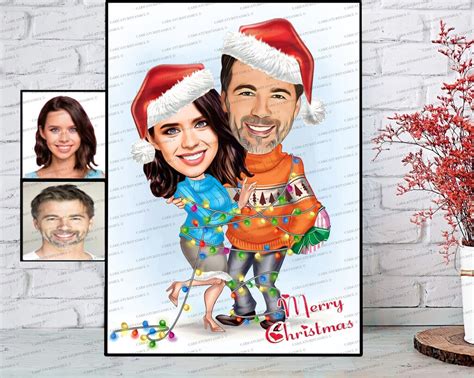 Printable Christmas Couple Cards & Portraits, Xmas New Years Holiday ...