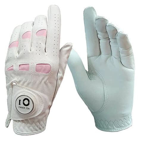 Finger Ten Women Ladies Golf Gloves With Ball Marker Right handed Golfer Worn on Left Hand ...