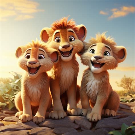 Free Photo | Cute lion family