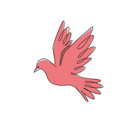 Single continuous line drawing of adorable flying dove bird for logo identity. Cute pigeon ...