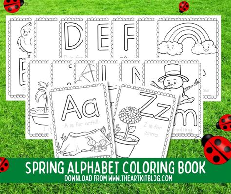 Spring Alphabet Coloring Book, 27 Pages to Color, PRINTABLE for Kids ...