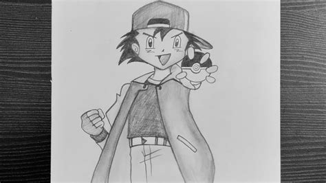 How To Draw Ash From Pokemon // Ash Ketchum Drawing Easy // Cartoon ...