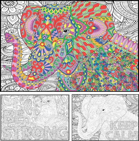 Amazon.com - Set of 2 Large Coloring Posters - Motivational Elephant ...