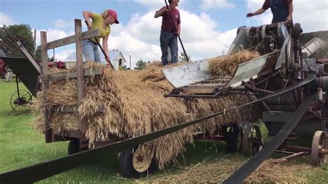 Threshing Wheat at the 2017 July Show - YouTube