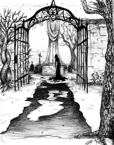 Graveyard Sketch by Astrophysic17 on deviantART | Graveyard tattoo, Fantasy art, Halloween drawings