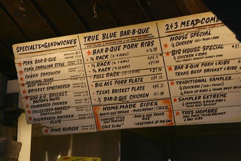 dinosaur bbq menu