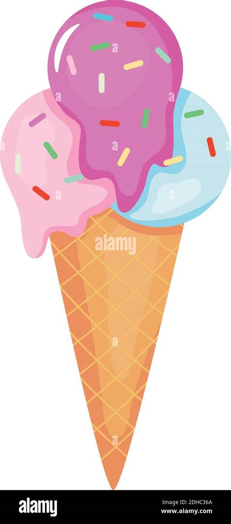 sweet ice cream cone with sprinkles over white background, colorful design, vector illustration ...