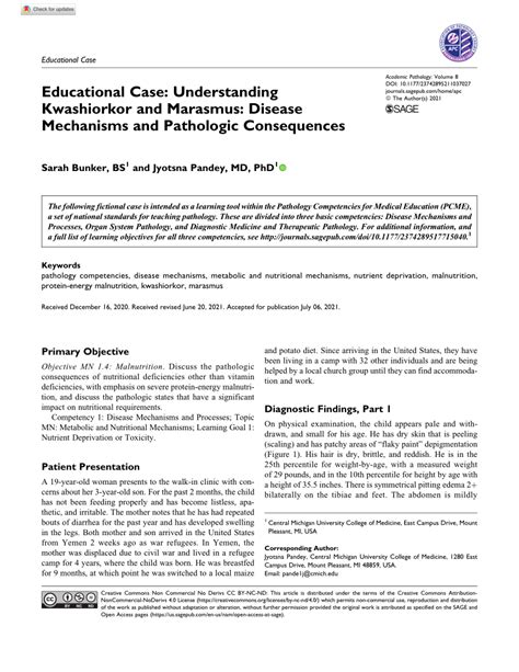 (PDF) Educational Case: Understanding Kwashiorkor and Marasmus: Disease ...