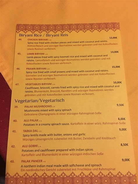 Menu at Maharaja Indian Restaurant, Ramstein-Miesenbach