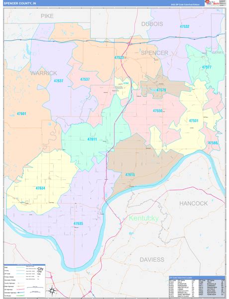 Spencer County, IN Wall Map Color Cast Style by MarketMAPS - MapSales