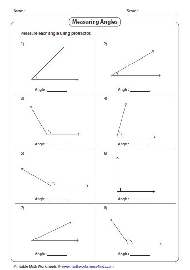 5th Grade Measuring Angles Worksheet