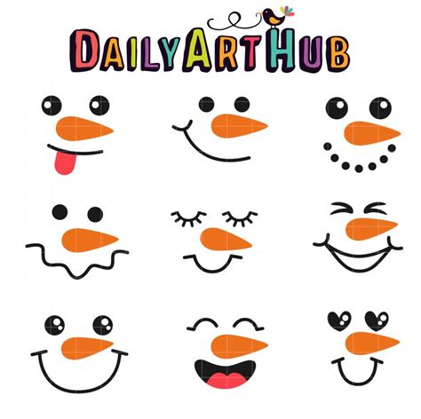 Snowman Faces Clip Art Set – Daily Art Hub // Graphics, Alphabets & SVG