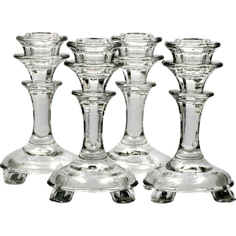 Fostoria Elegant Glass Candle Holders 2750 Set of 4 Vintage Crystal Candlestick | Crystal ...