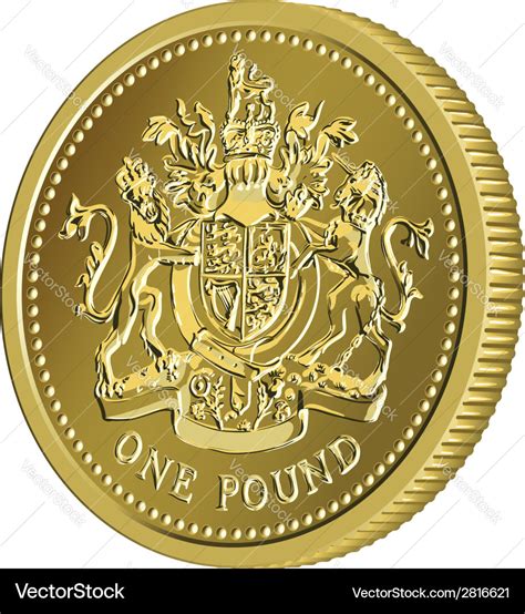 British money gold coin one pound Royalty Free Vector Image