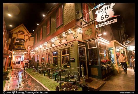 Picture/Photo: Route 66 restaurant at night. Bar Harbor, Maine, USA