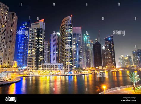 Dubai night view Stock Photo - Alamy