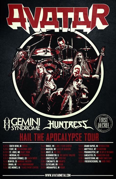 AVATAR Announce Fall Tour With HUNTRESS, THE GEMINI SYNDROME - Metal Injection | Avatar, Band ...