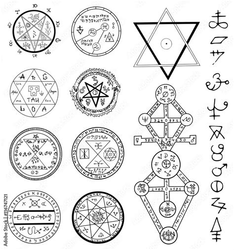 Mystic set with magic circles, pentagram and symbols Stock Vector | Adobe Stock