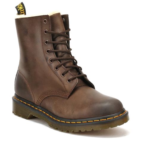 Dr. Martens Leather Dr. Martens 1460 Serena Fur Lined Womens Dark Brown ...