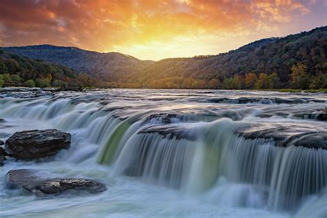 Sunset at Sandstone Falls Photograph by Rick Berk - Fine Art America