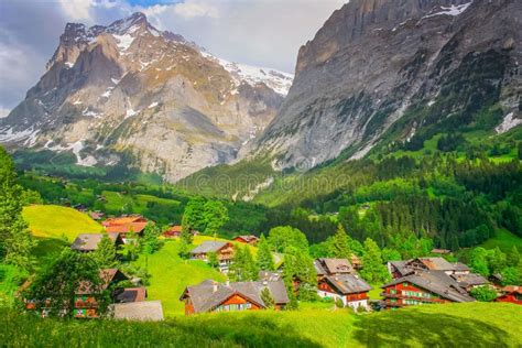 Grindelwald Alpine Village Near Interlaken in the Canton of Bern, Swiss Alps Stock Photo - Image ...