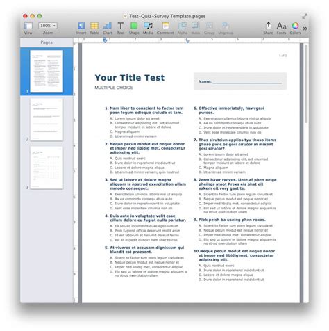 Quiz and Survey Template for Apple Pages - MacTemplates.com