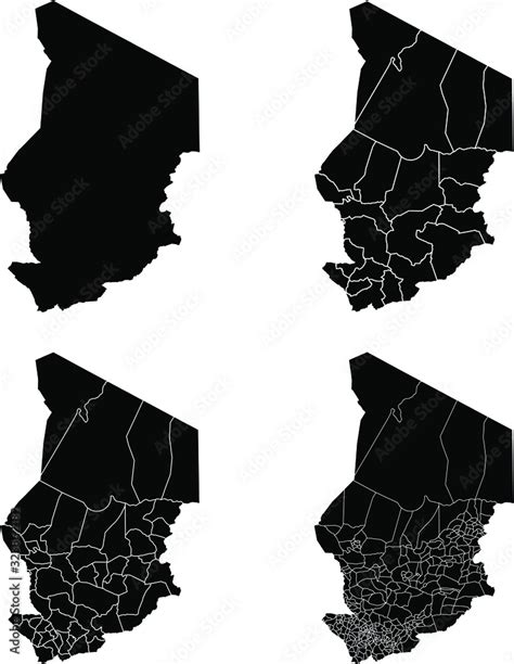 Chad vector maps with administrative regions, municipalities ...