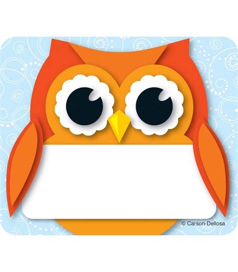 Colorful Owl Name Tags