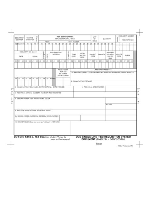 Fillable Dd Form 1348-6 - Item Identification printable pdf download